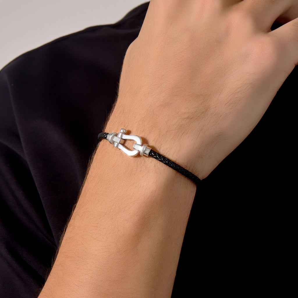 Buckle Leather Bracelet in Silver