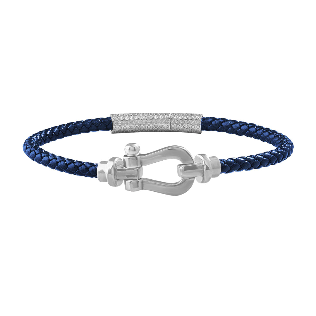 Buckle Leather Bracelet in Silver
