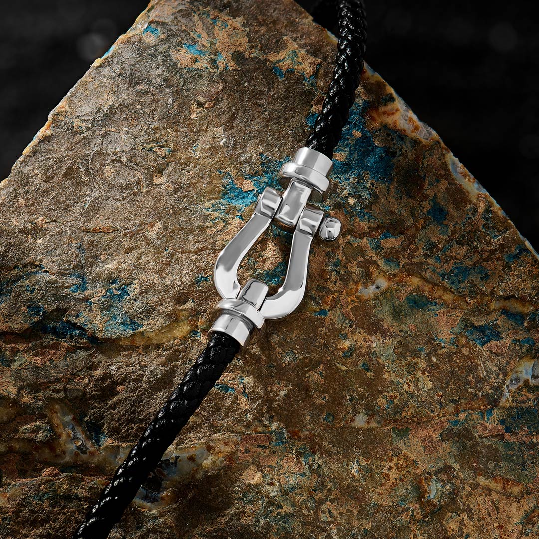 Buckle Leather Bracelet in Silver