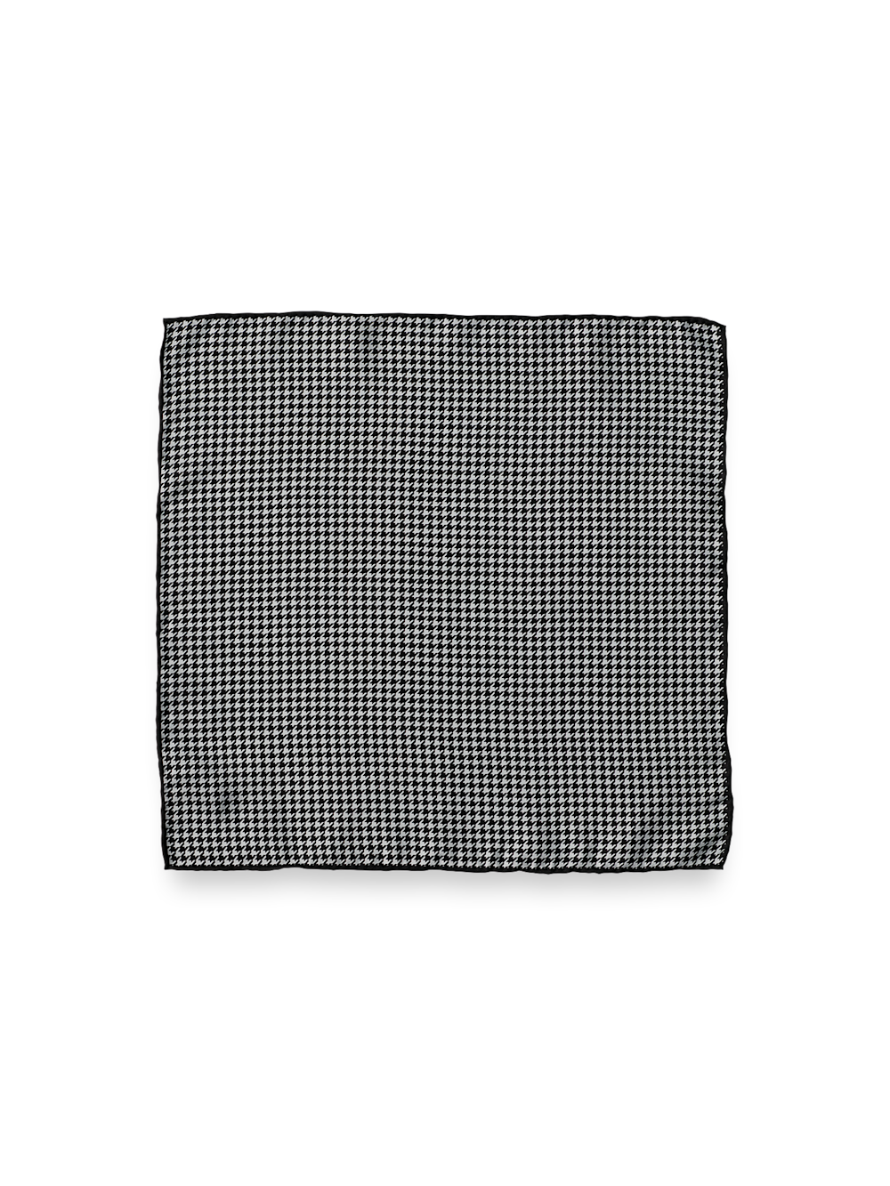 Houndstooth Silk Pocket Square - Black/grey