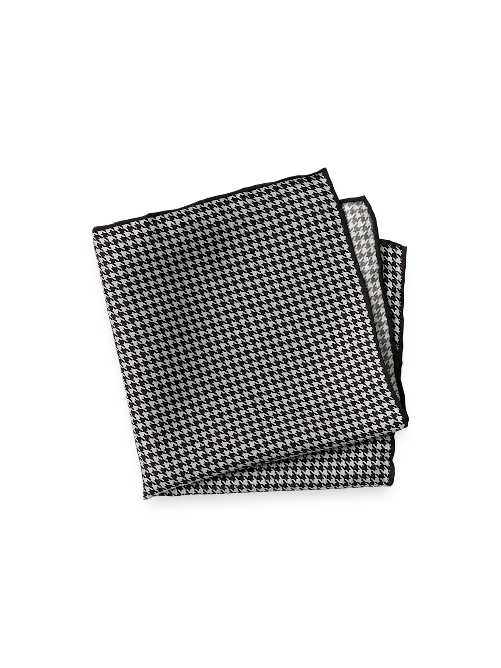 Houndstooth Silk Pocket Square - Black/grey
