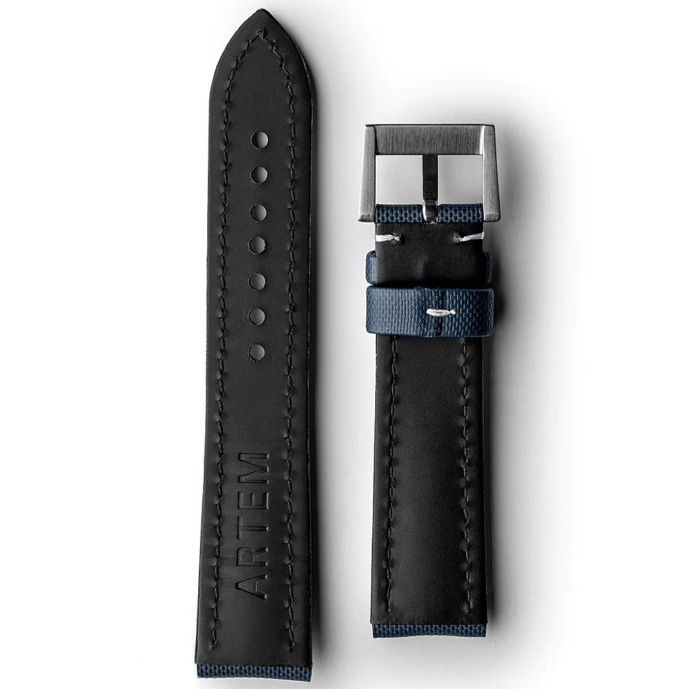 Artem Classic Sailcloth Watch Strap - Blue with White Stitching