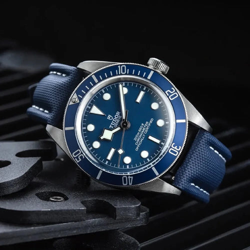 Artem Classic Sailcloth Watch Strap - Blue with White Stitching