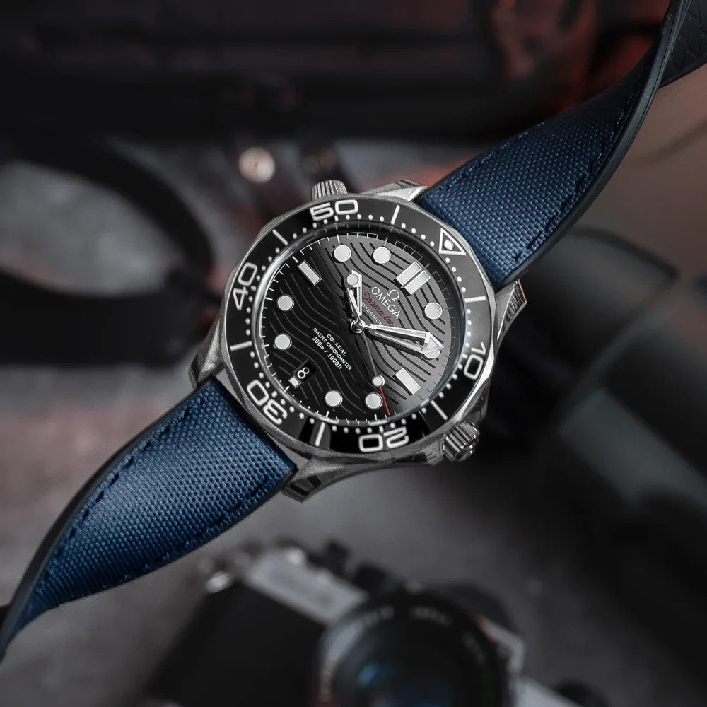 Artem HydroFlex Sailcloth FKM Rubber Watch Strap - Blue